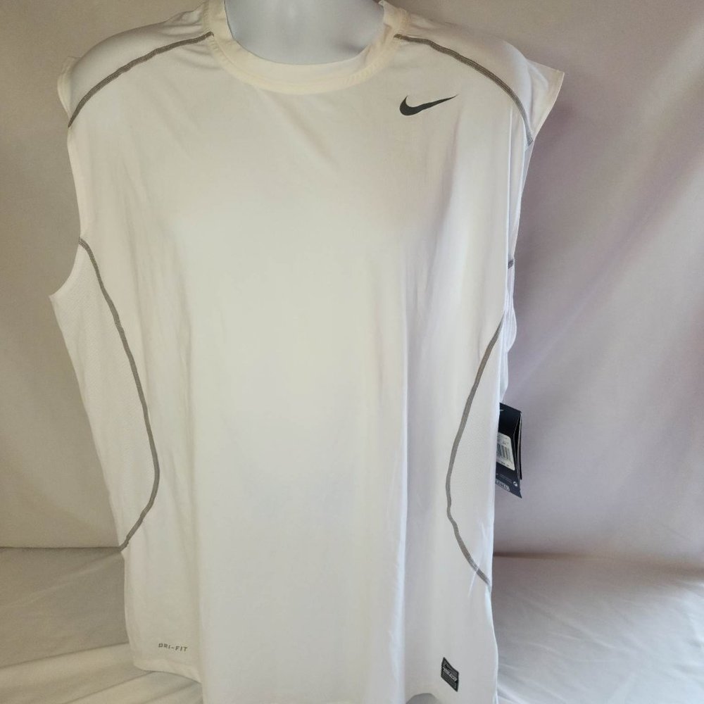 Nike Pro Combat, Dri-Fit Men’s Sleeveless Shirt, Fitted, White, NWT, XXL
